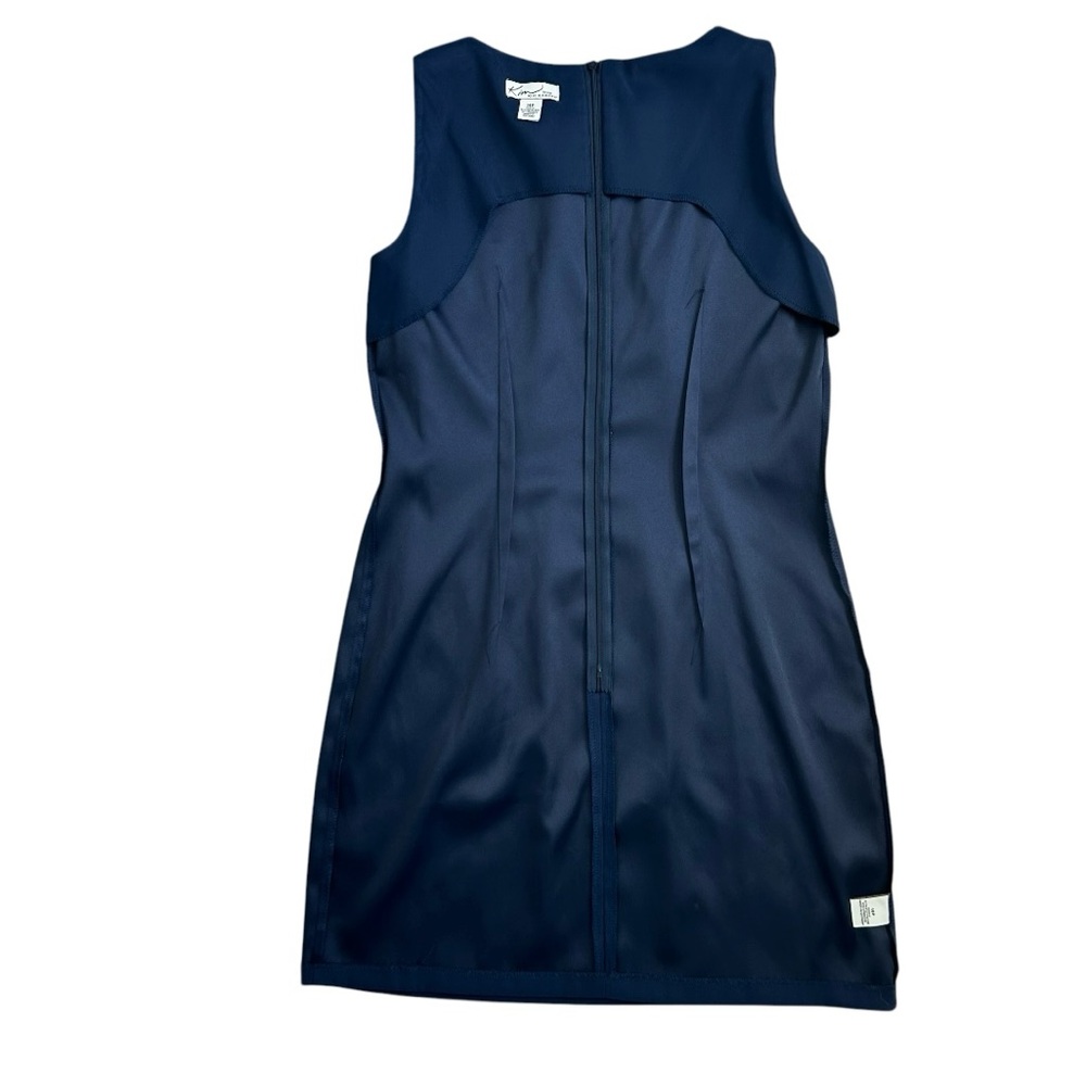 KIM ROGERS PETITE Women’s Sleeveless Sheath‎ Dress Navy Blue Pin-tuck Pleats 14P - Picture 4 of 10